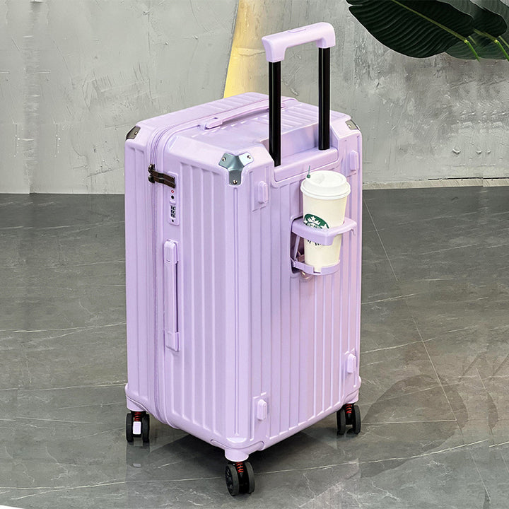Unisex Multi-Functional Hard Shell Luggage with Beverage Holder Kalsten
