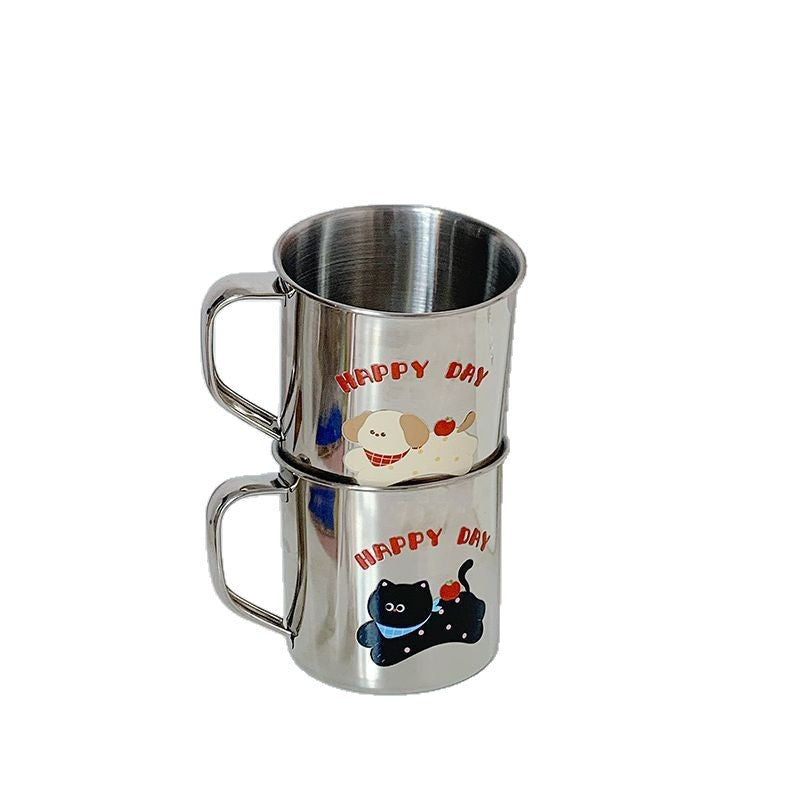 Stainless Steel Drinking Cup with Humorous Cat Motif Kalsten