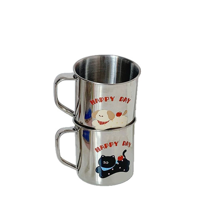 Stainless Steel Drinking Cup with Humorous Cat Motif Kalsten