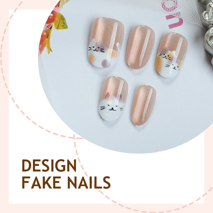 Creative nail art set with cute animal motifs and glitter accents Kalsten