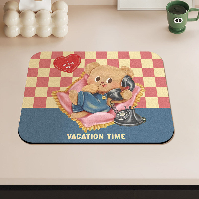 Cute Bear-Themed Kitchen Mat
