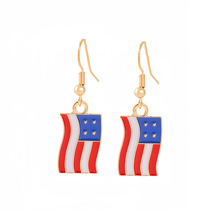 Ladies enamel earrings horseshoe with star stripe motif Kalsten