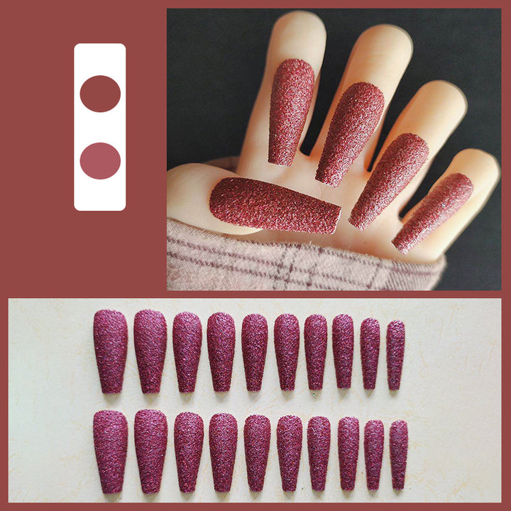 Glossy Long Coffin Press-On Nails Set