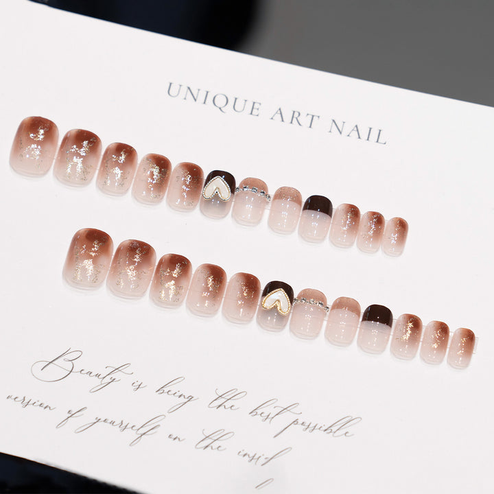 Decorative Press-On Nail Art with Heart Accents
