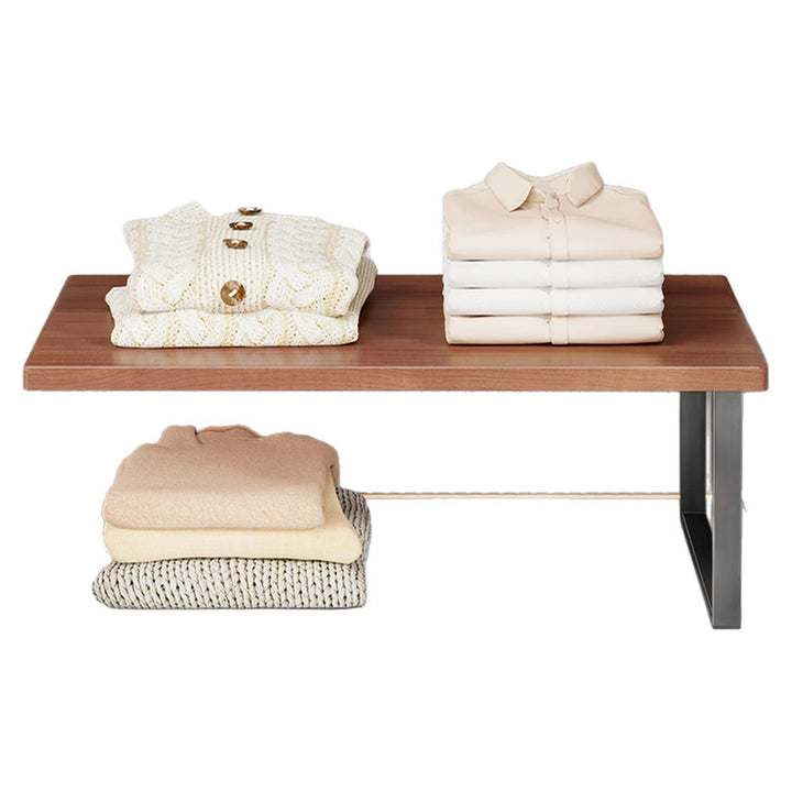 Compact Wooden-Top Metal Shelf Riser for Closet and Countertop