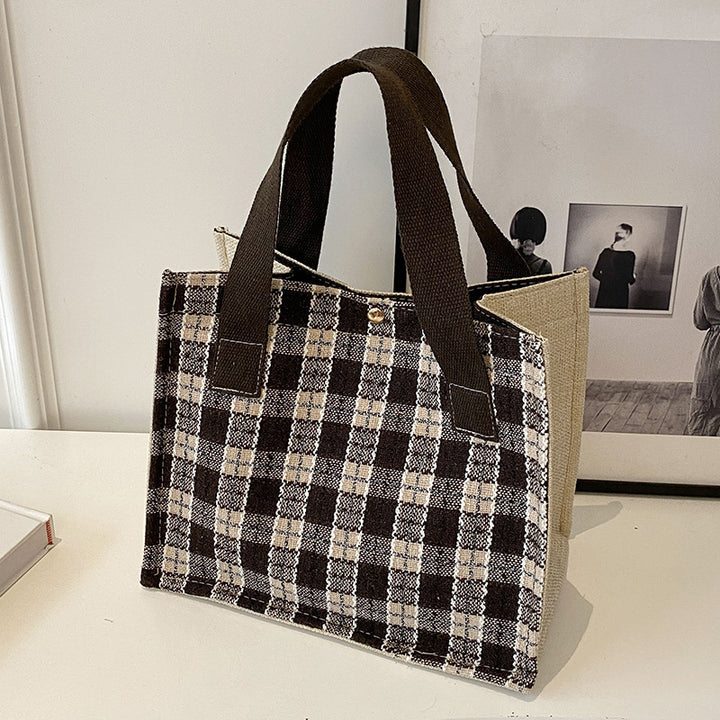 Checkered Fabric Tote Bag