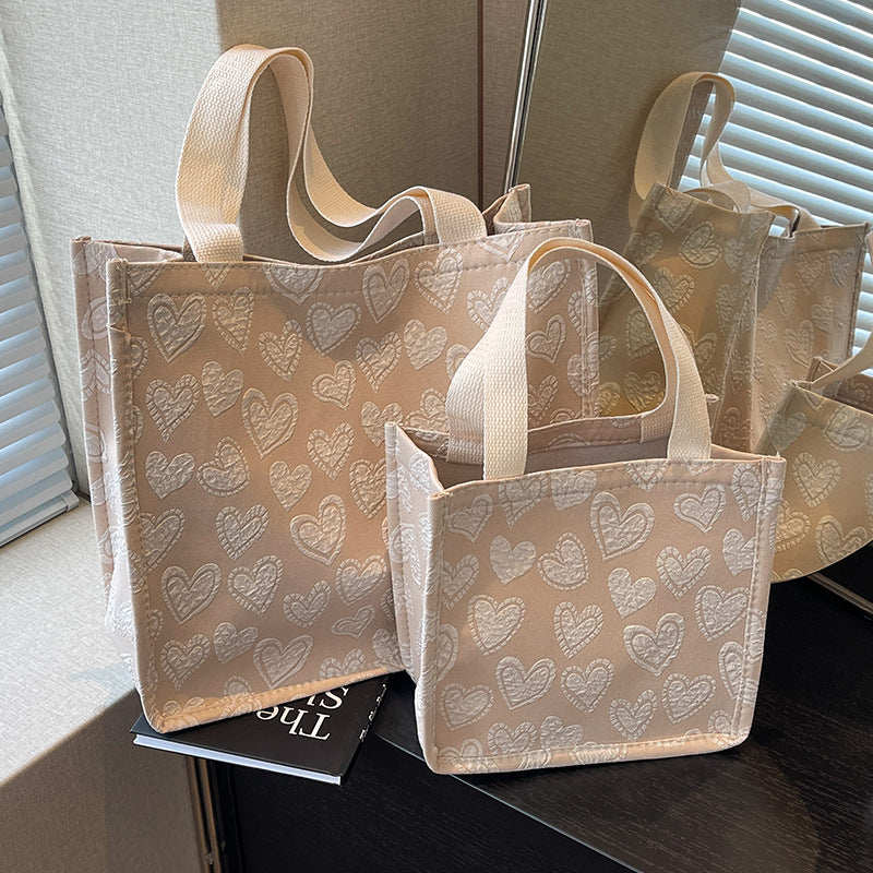 Heart-Embroidered Utility Tote