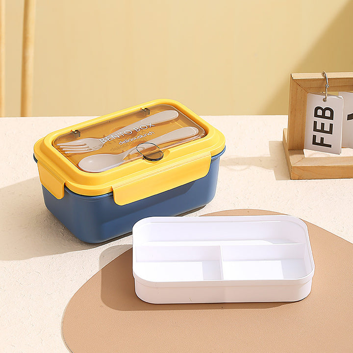 Multi-Compartment Bento Lunch Box with Integrated Utensils