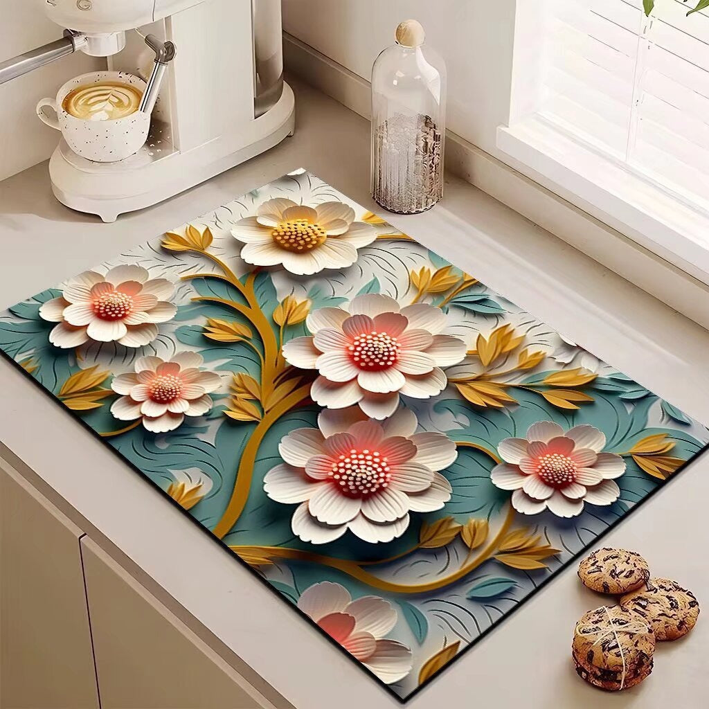 Decorative Floral Kitchen Mat Kalsten