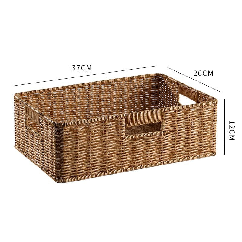 Women's Rectangular Storage Basket Made of Natural Wicker Kalsten