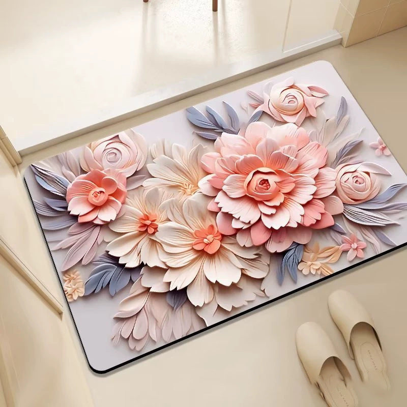 Artistic Floral Design Bath Mat Kalsten