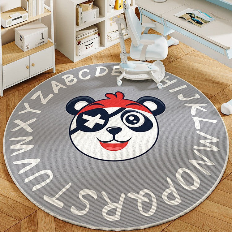 Round Cartoon Panda-Themed Area Rug