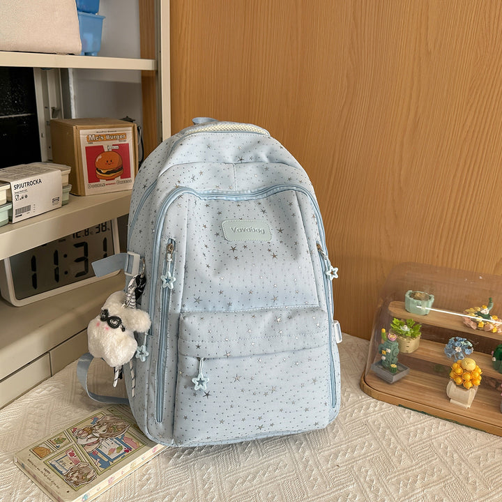 Stylish Multi-Compartment Backpack with Decorative Accents Kalsten