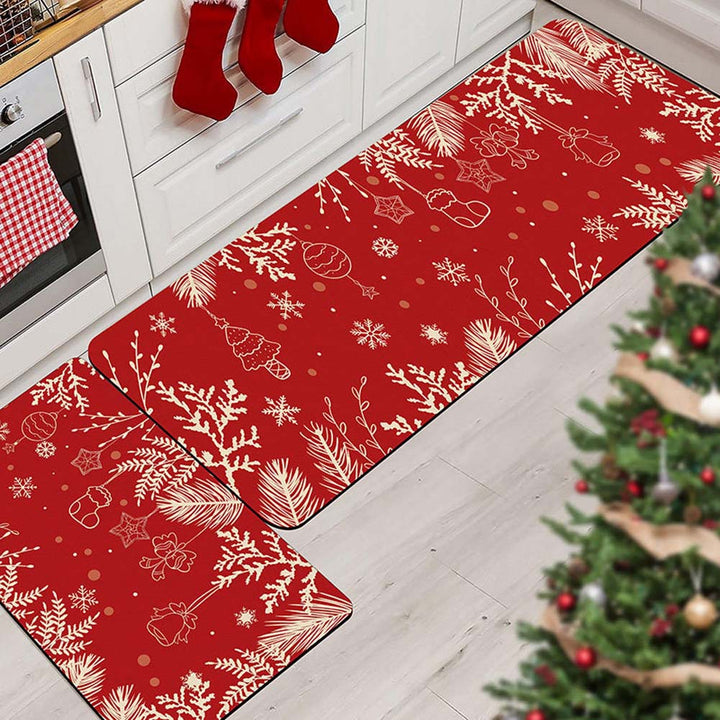 Christmas-Themed Kitchen Mat Set