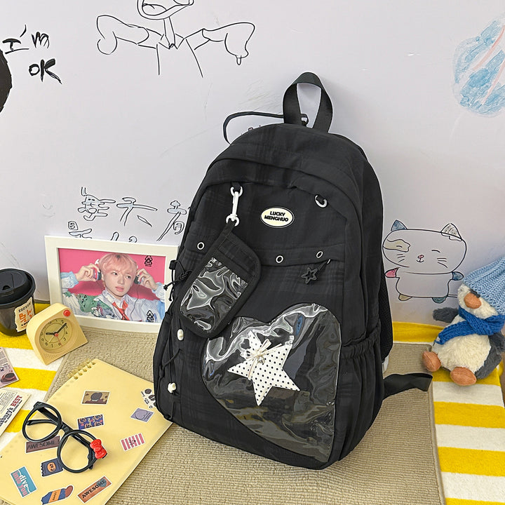 Stylish Multi-Pocket Star-Appliqué Backpack Kalsten