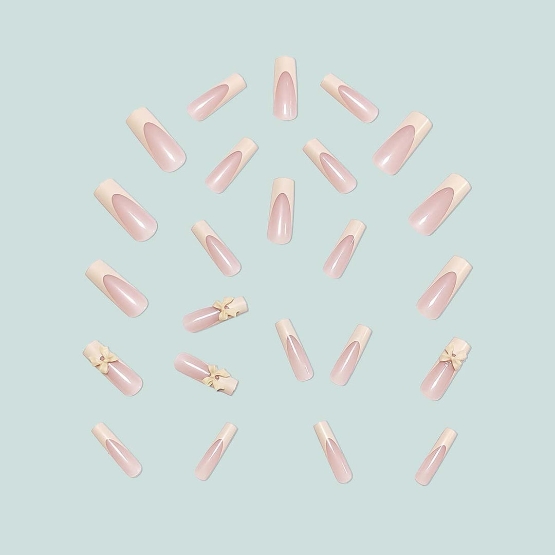 Artistic acrylic nails with bow decorations Kalsten