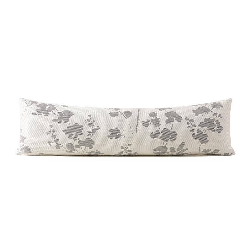 Extra-long comfort lumbar pillow with breathable jacquard cover