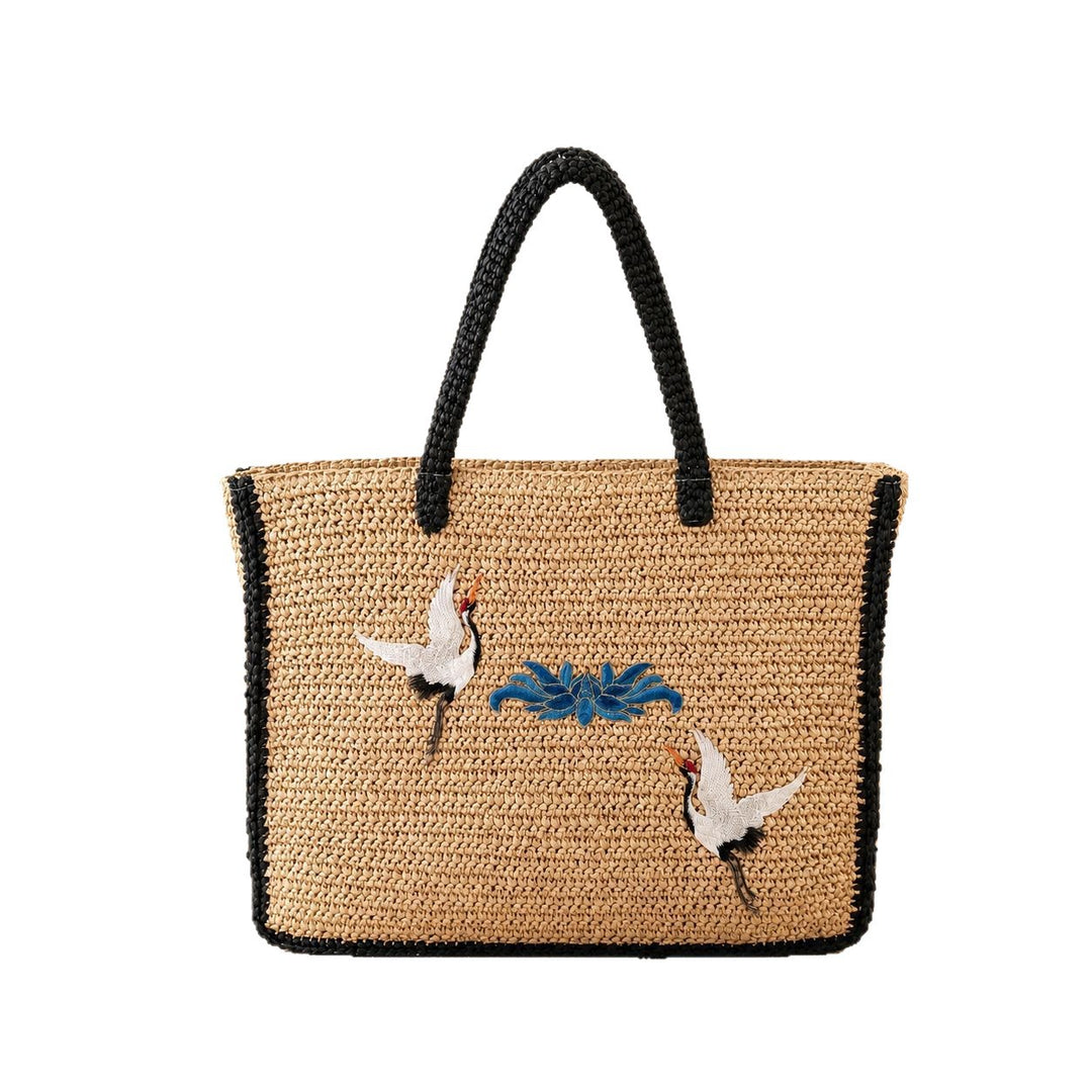 Elegant Bast Tote Bag with Artistic Embroidery Design Kalsten