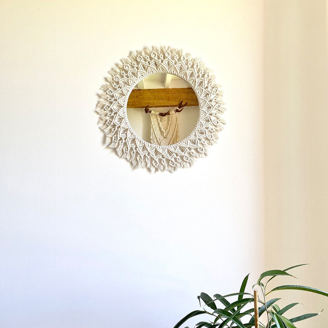Decorative Macrame Round Wall Mirror Kalsten