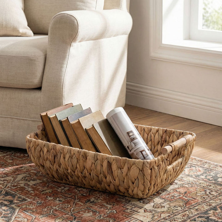 Decorative storage basket made of natural materials Kalsten