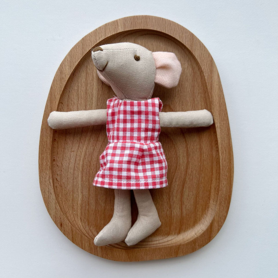 Handcrafted Organic Cotton Bunny Doll with Linen Jacket and Plaid Shorts
