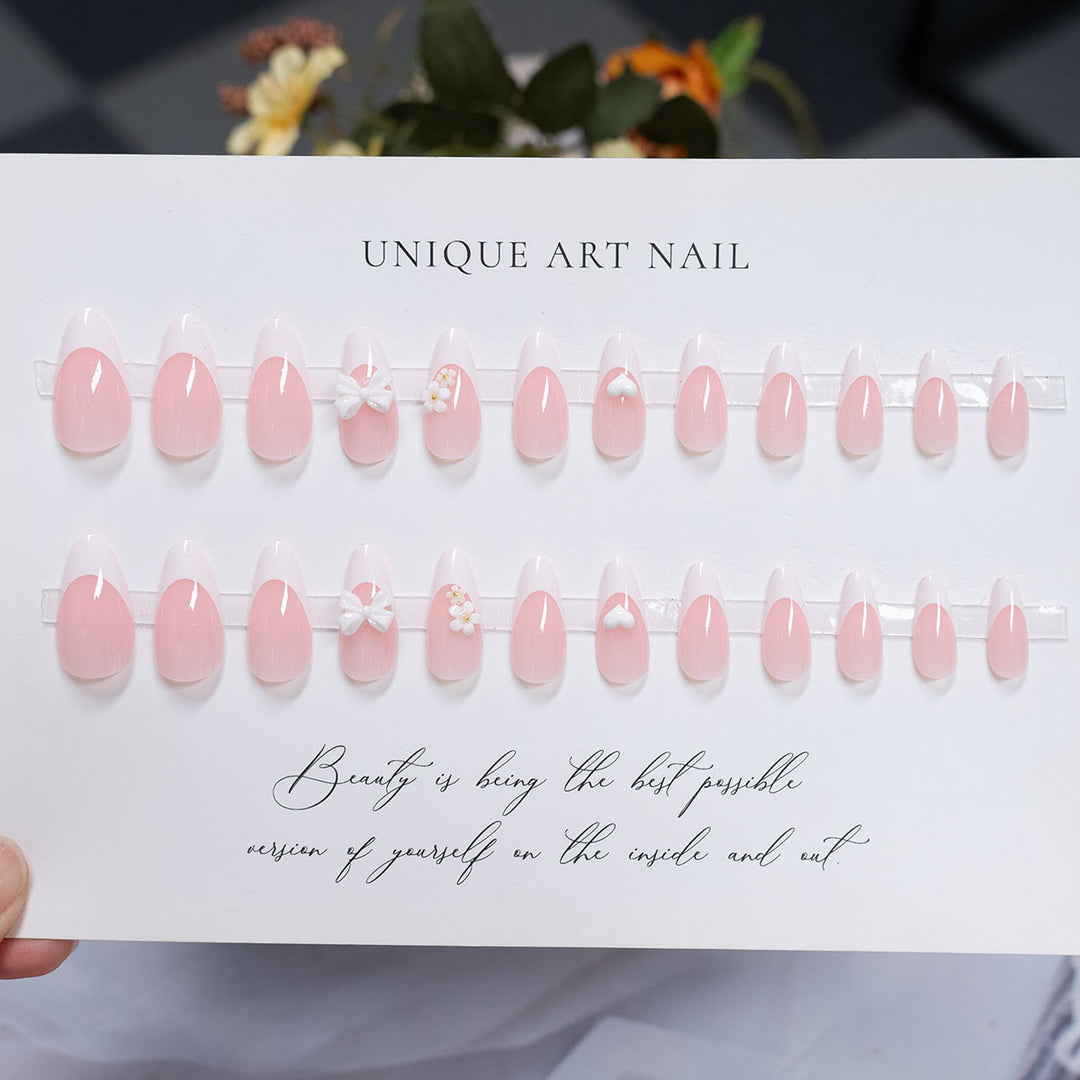 Decorative Stiletto Press-On Nails with Floral Accents
