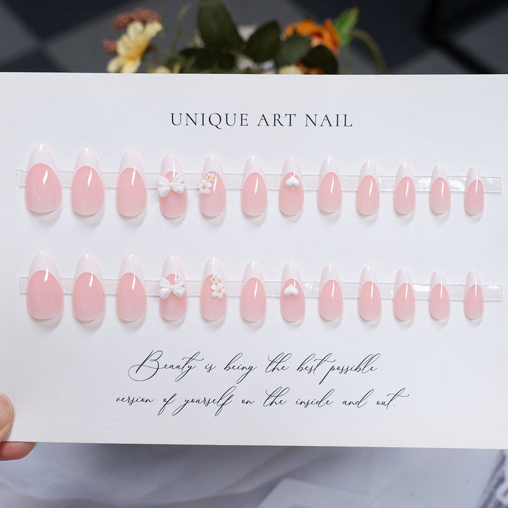 Decorative Stiletto Press-On Nails with Floral Accents
