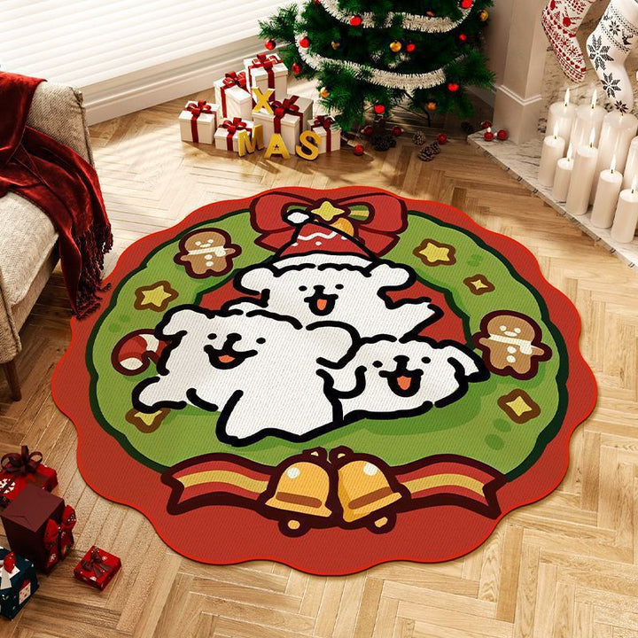Christmas-Themed Round Area Rug for Home
