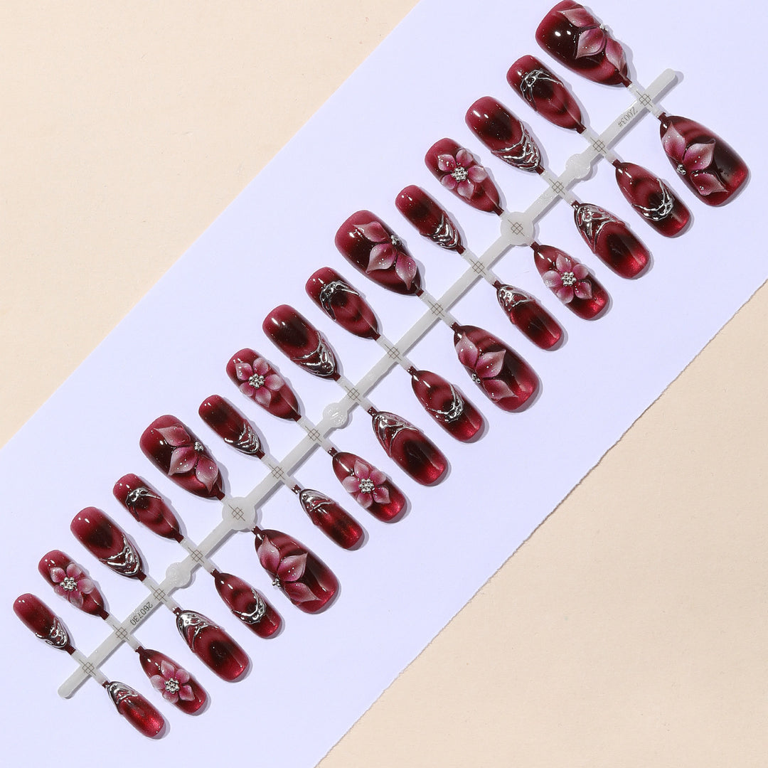 3D Floral Accent Stiletto Nail Art Extensions Kalsten