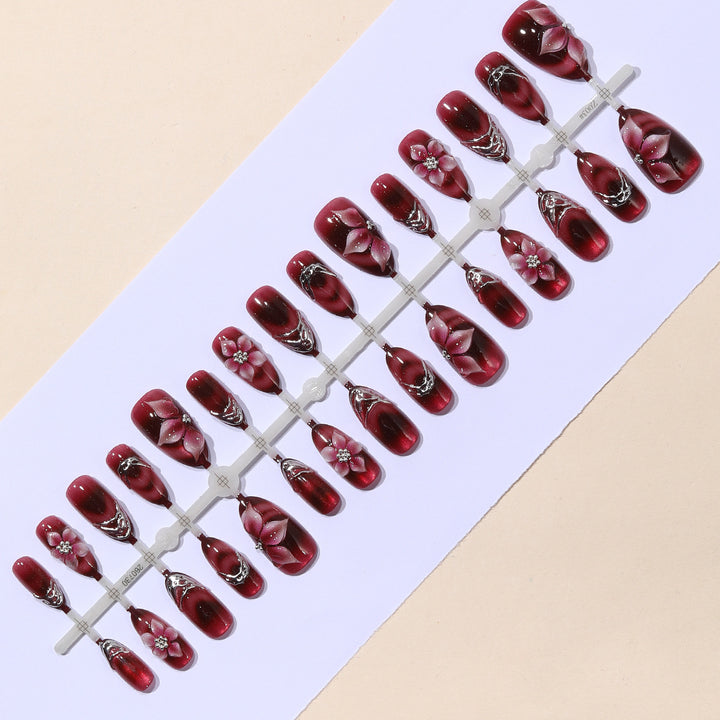 3D Floral Accent Stiletto Nail Art Extensions Kalsten