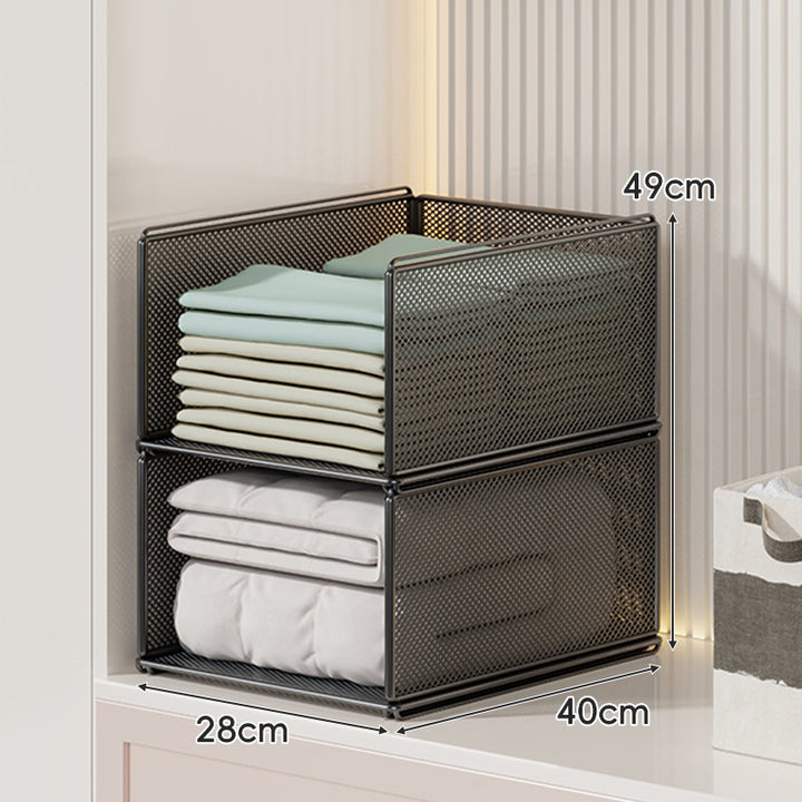 Perforated Steel Fabric Storage Basket with Raised Sliding Base