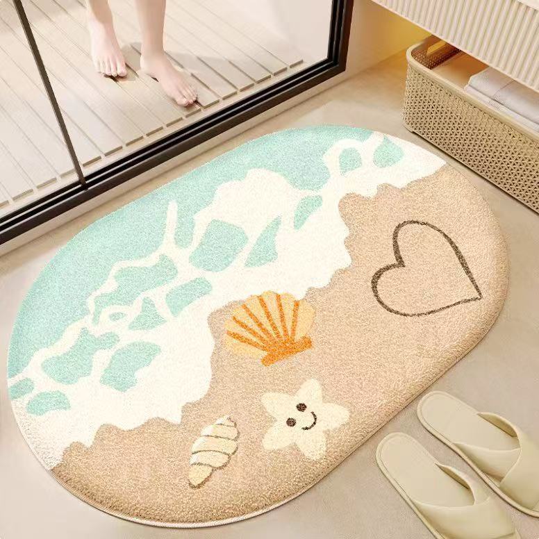 Coastal-Themed Plush Bath Mat for Bathroom