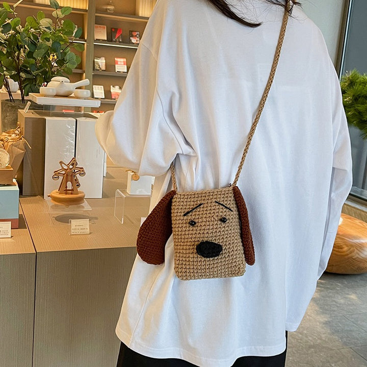 Cute Dog-Themed Crochet Crossbody Bag