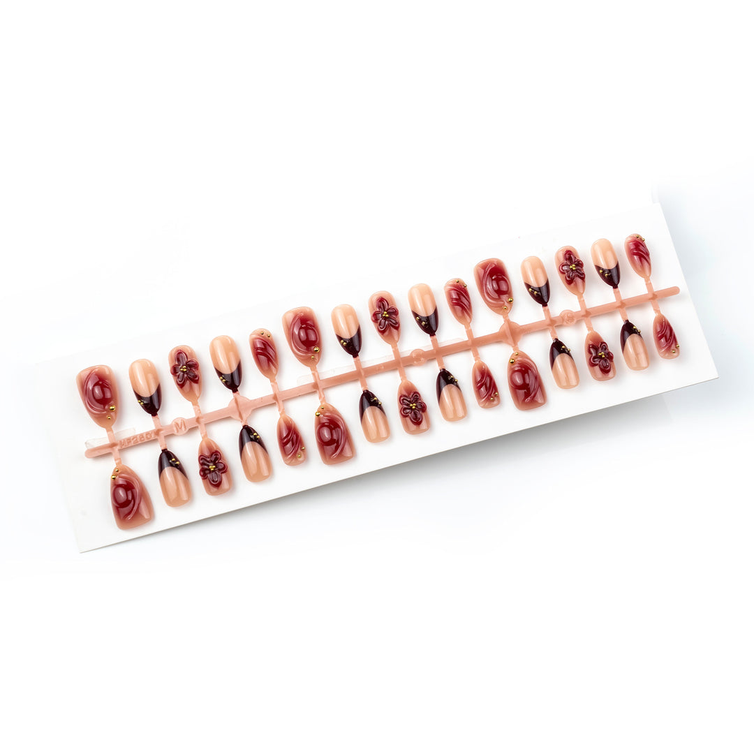 3D Floral Detailed Press-On Nails Kalsten