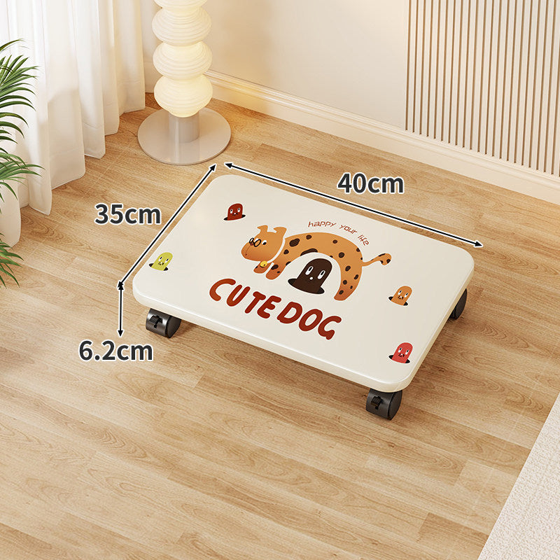 Low-Profile Under-Bed Rolling Storage Platform with Cartoon Top and Locking Casters