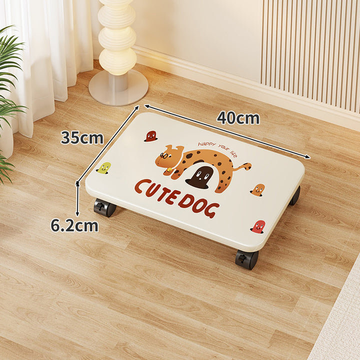 Low-Profile Under-Bed Rolling Storage Platform with Cartoon Top and Locking Casters