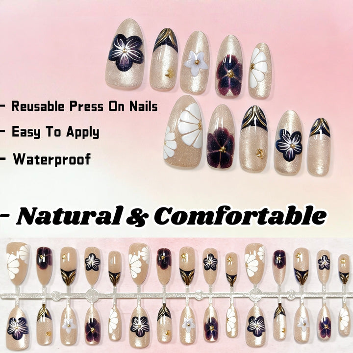 Artistic Floral Press-On Nail Set  1791645794