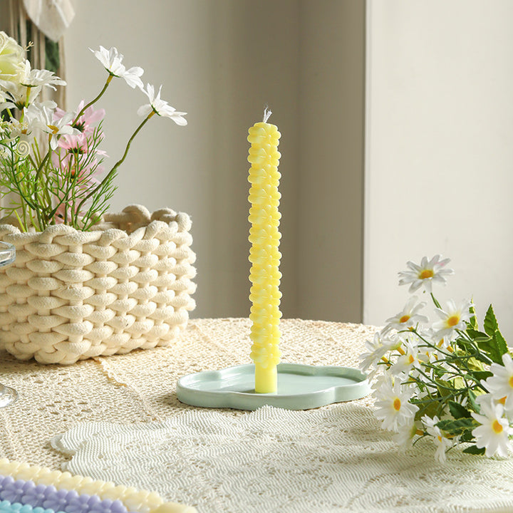 Sculptural Petal-Stack Taper Decorative Candle