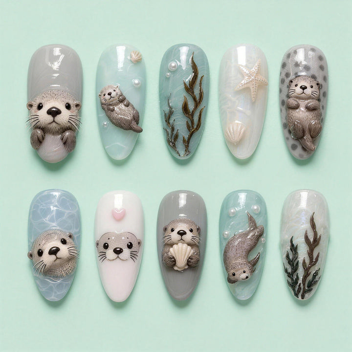 3D Animal-Themed Press-On Nail Art Set Kalsten