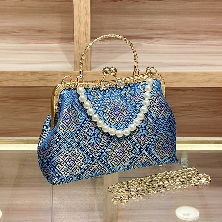 Elegant Pearl-Accented Evening Handbag