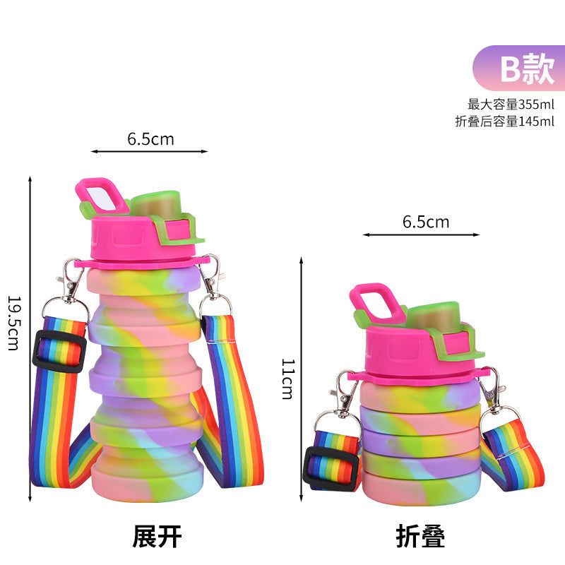 Ladies collapsible silicone water bottle with colorful design Kalsten