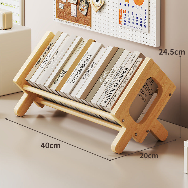 Angled Bamboo Desktop Book and Magazine Rack with Non-Slip Rods