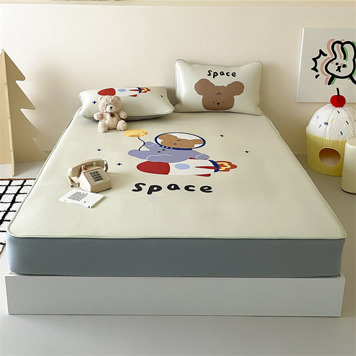 Child mattress topper with cute elephant print and non-slip bottom