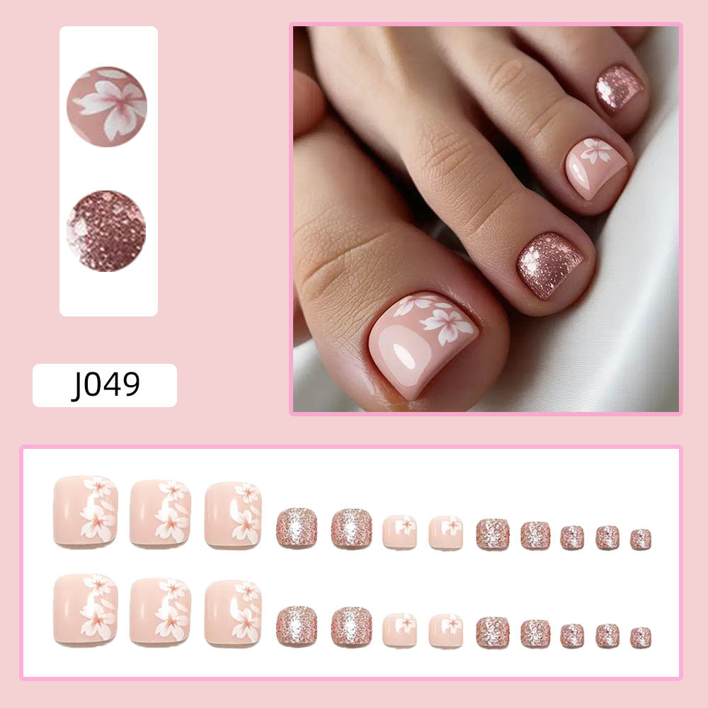 Artificial nail set with floral and glittering accents Kalsten