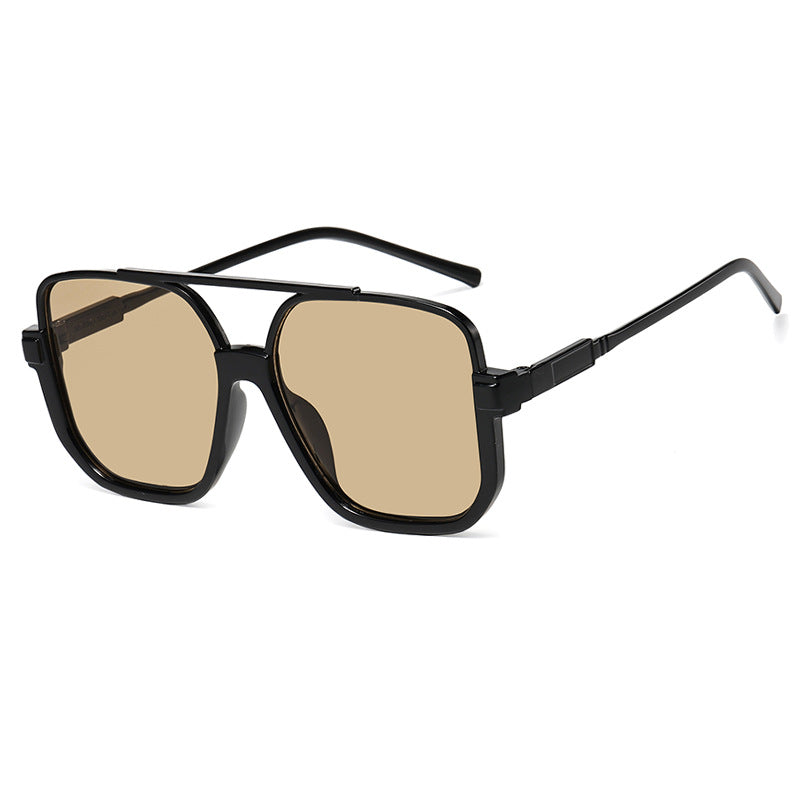 Women's square sunglasses with transparent frame and green tinted lenses Kalsten