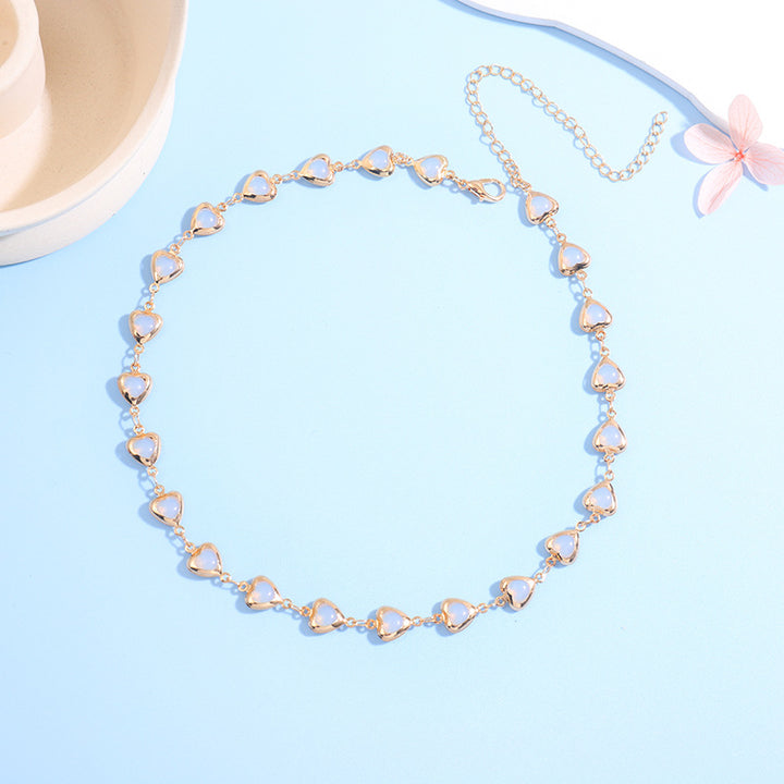 Heart-Shaped Gemstone Choker Necklace Kalsten