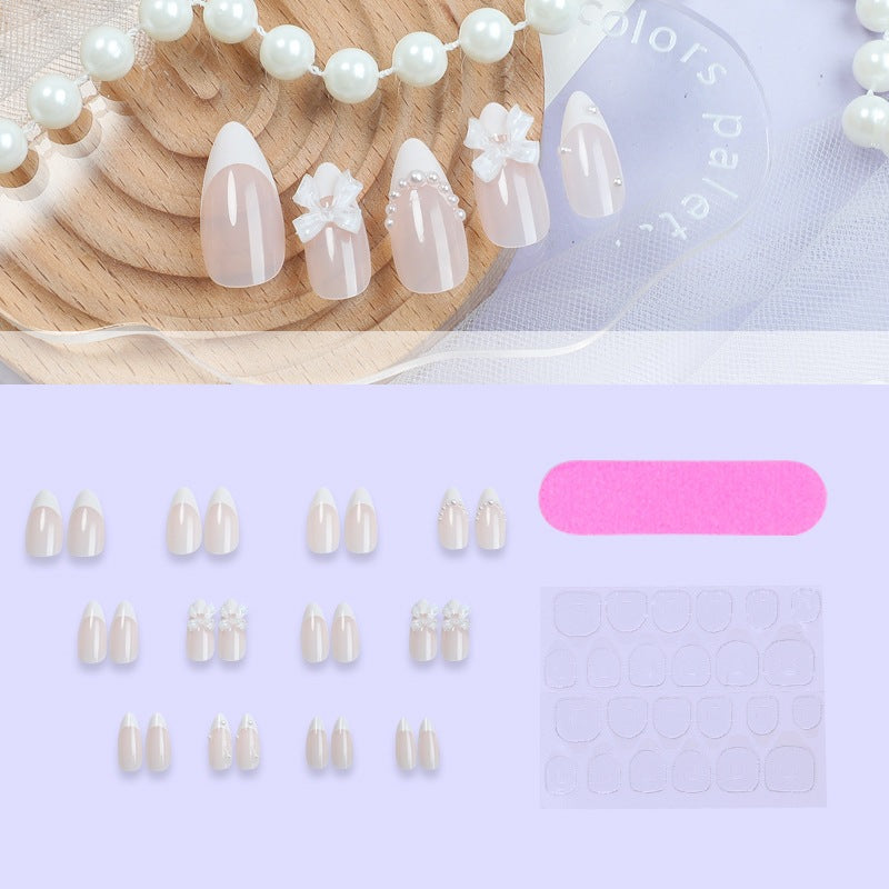 Creative nail art set with elegant bows and pearl elements Kalsten