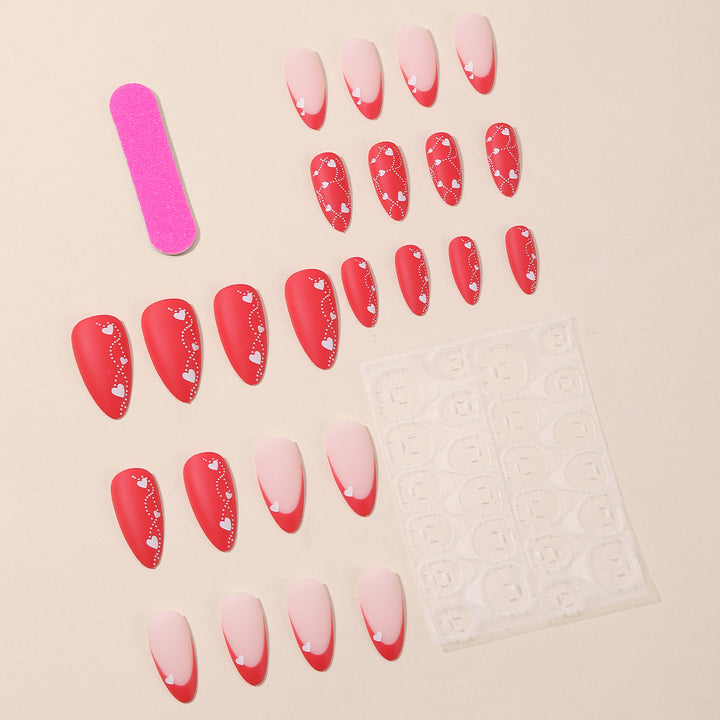 Romantic Heart-Design Acrylic Nail Art Extensions Kalsten