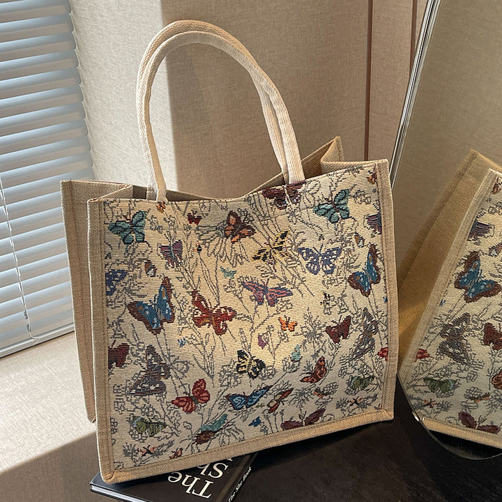Decorative Butterfly Print Tote Bag