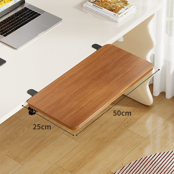 Under-Desk Bamboo Slide-Out Work Surface Clamp-Mounted Keyboard & Mouse Platform